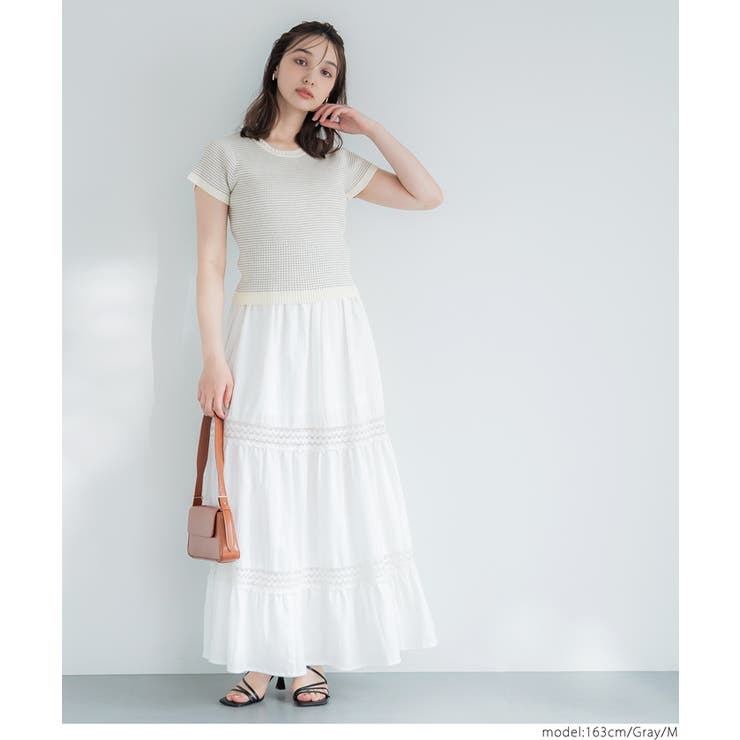 【WEB限定値下げ】ボーダーコンパクトニットトップス | coca | 詳細画像14 