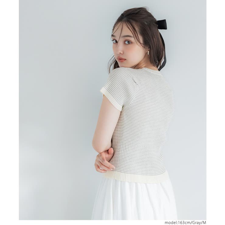 【WEB限定値下げ】ボーダーコンパクトニットトップス | coca | 詳細画像15 