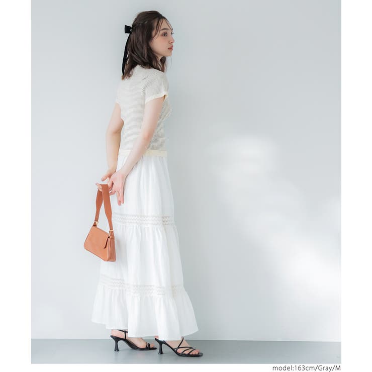 【WEB限定値下げ】ボーダーコンパクトニットトップス | coca | 詳細画像16 