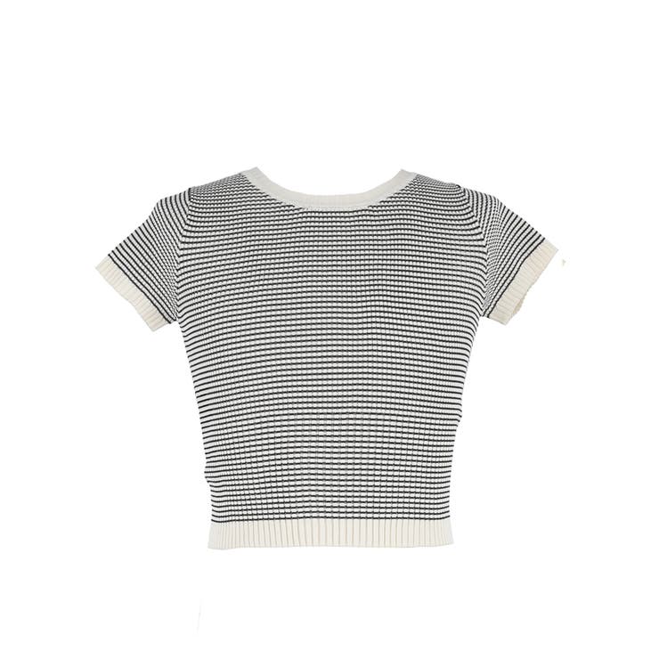 【WEB限定値下げ】ボーダーコンパクトニットトップス | coca | 詳細画像3 