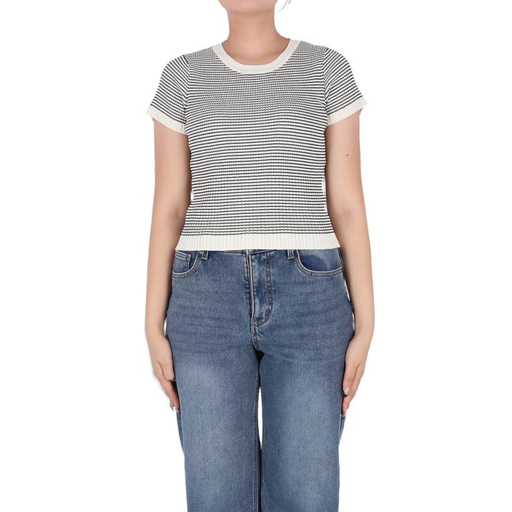 【WEB限定値下げ】ボーダーコンパクトニットトップス | coca | 詳細画像4 