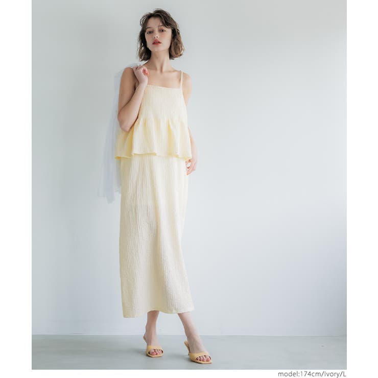 ［Ivory］ | クロスシャーリングペプラムワンピース レディース | coca