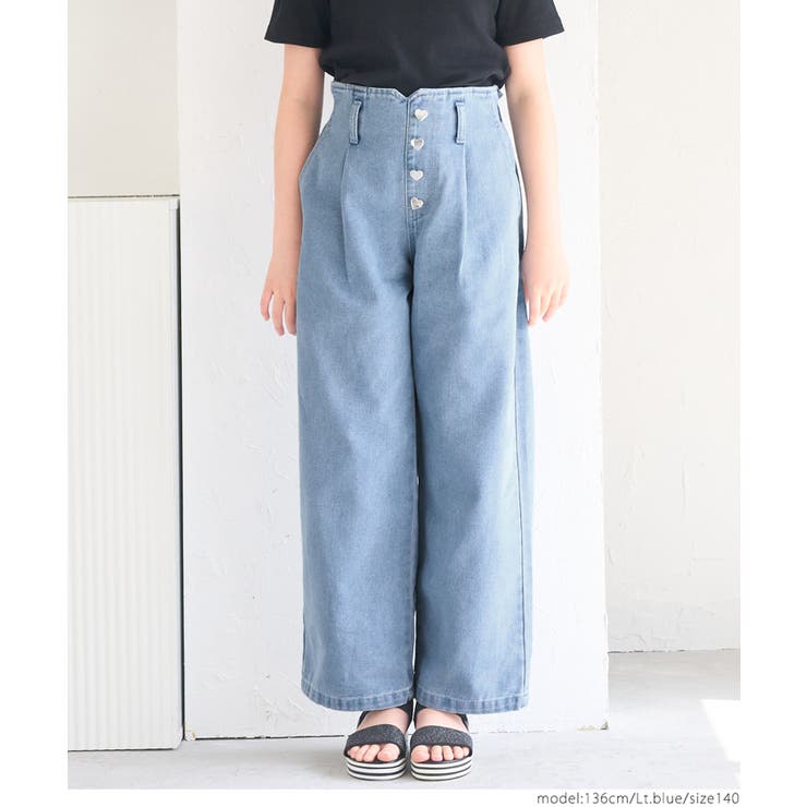［Lt.Blue］ | デニムハートボタンパンツ キッズ | coca