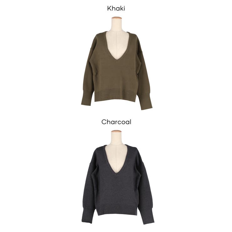 女性らしい抜け感を演出。ディープVネックニットトップス | coca | 詳細画像16 