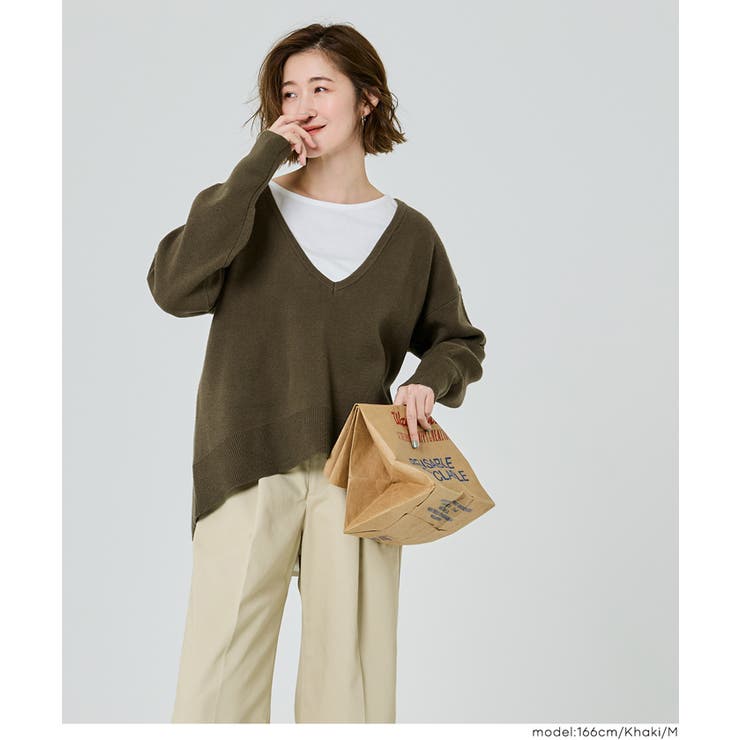 女性らしい抜け感を演出。ディープVネックニットトップス | coca | 詳細画像8 