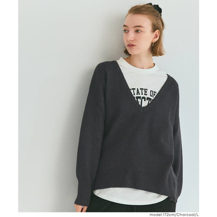 女性らしい抜け感を演出。ディープVネックニットトップス | coca | 詳細画像9 