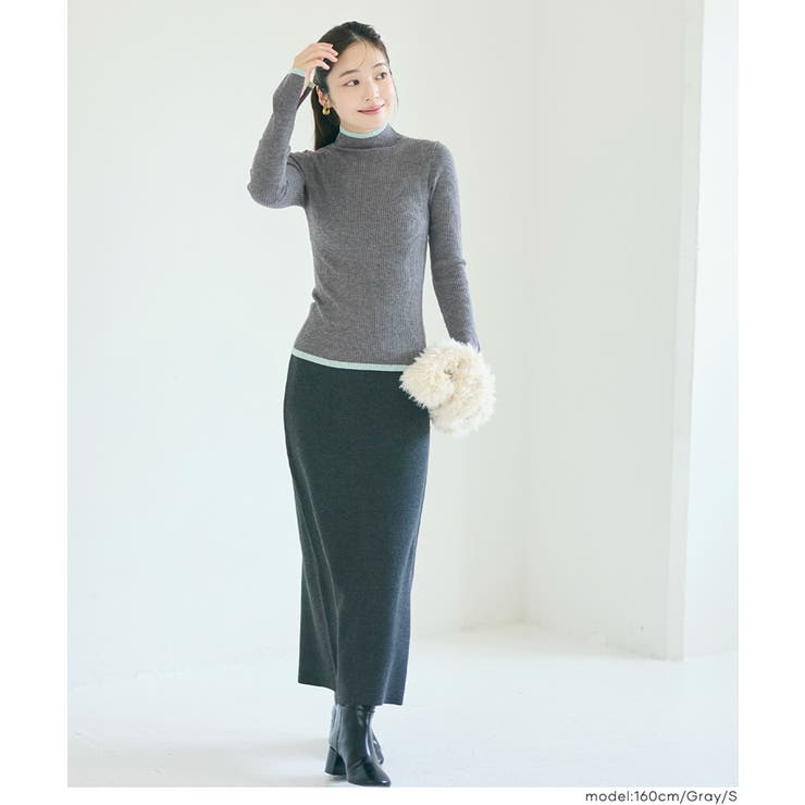 配色デザインで魅せる、アンゴラタッチ配色ハイネックニット | coca | 詳細画像11 