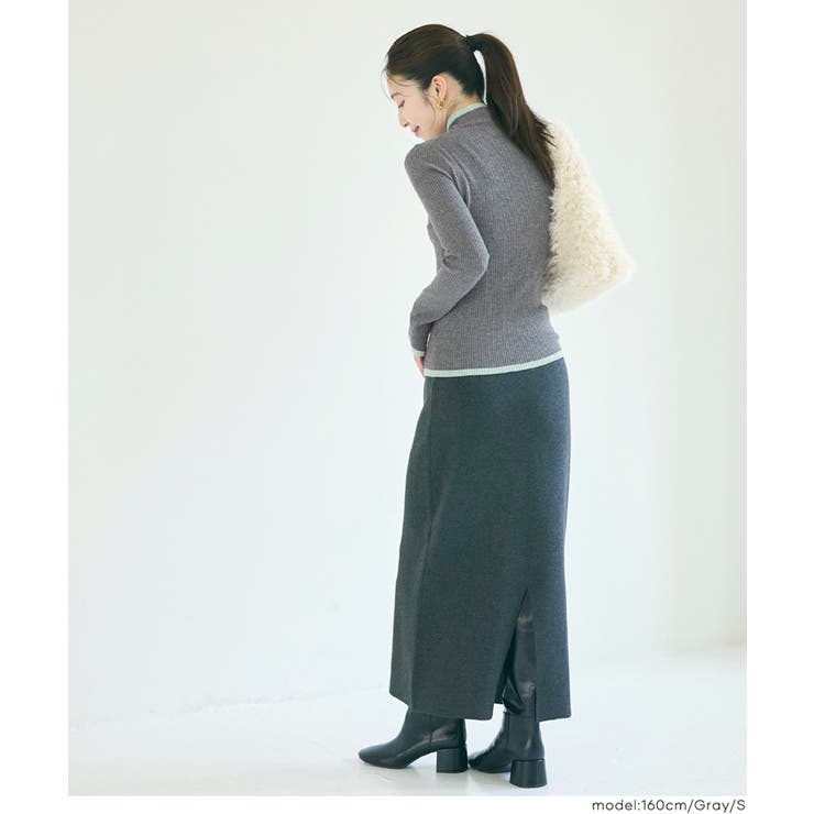 配色デザインで魅せる、アンゴラタッチ配色ハイネックニット | coca | 詳細画像13 