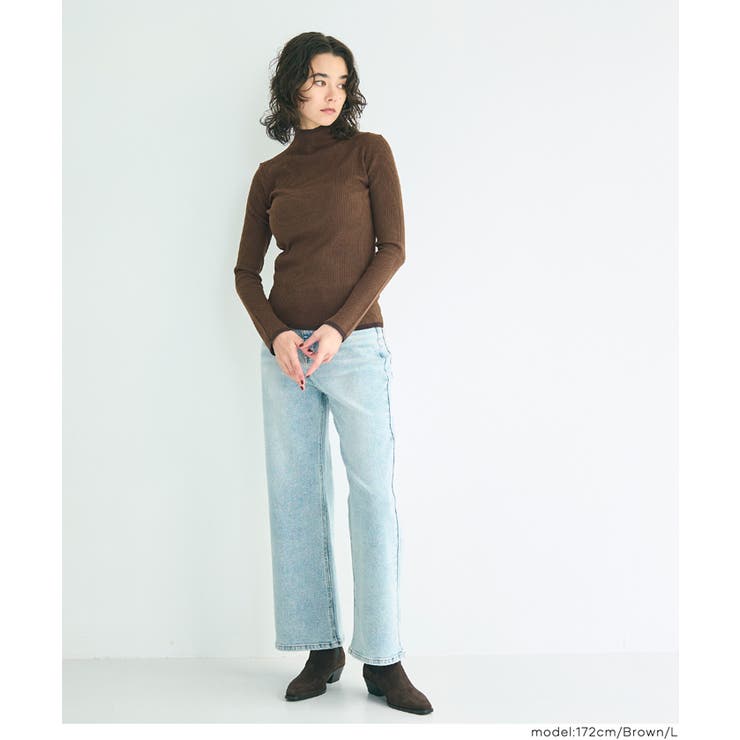 配色デザインで魅せる、アンゴラタッチ配色ハイネックニット | coca | 詳細画像16 