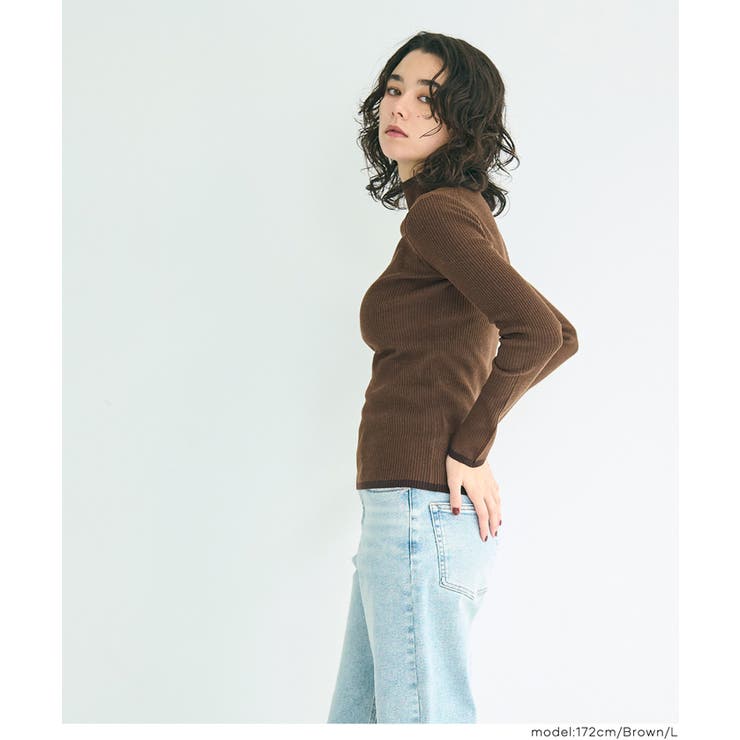 配色デザインで魅せる、アンゴラタッチ配色ハイネックニット | coca | 詳細画像17 