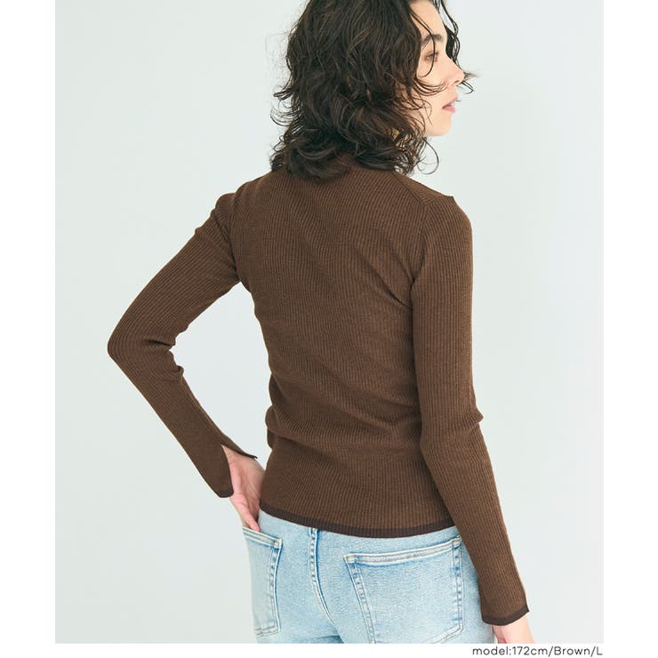 配色デザインで魅せる、アンゴラタッチ配色ハイネックニット | coca | 詳細画像18 