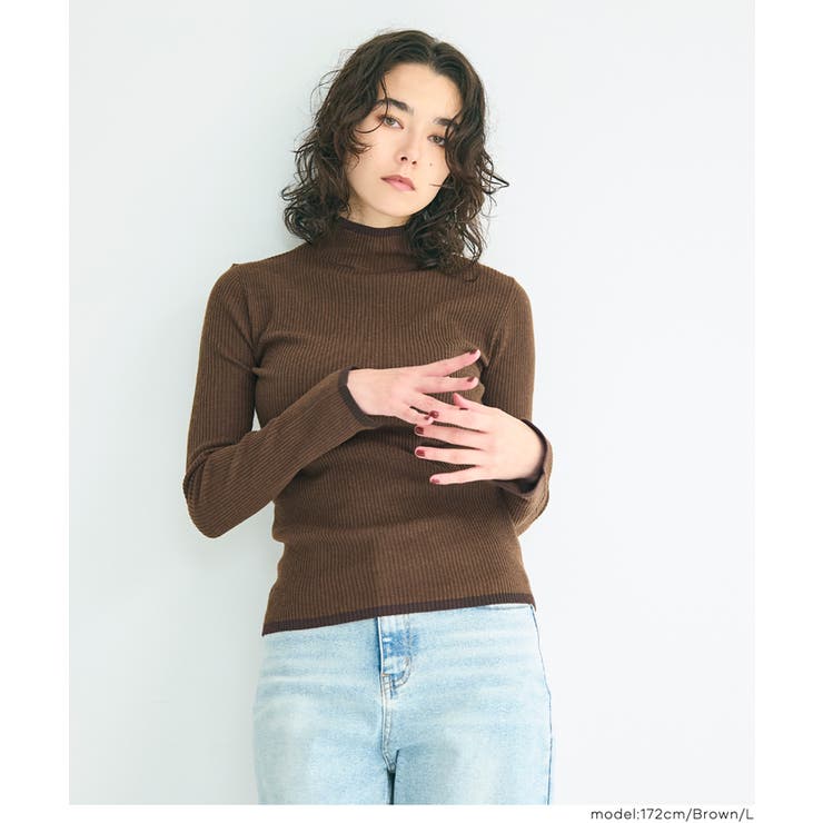 配色デザインで魅せる、アンゴラタッチ配色ハイネックニット | coca | 詳細画像19 