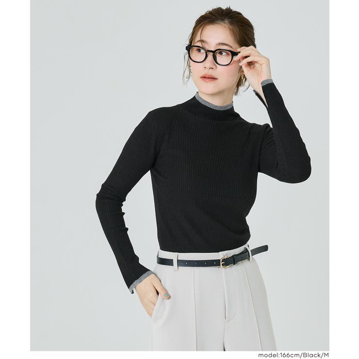 配色デザインで魅せる、アンゴラタッチ配色ハイネックニット | coca | 詳細画像22 