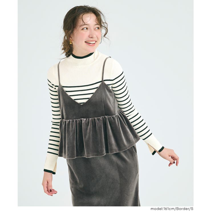 配色デザインで魅せる、アンゴラタッチ配色ハイネックニット | coca | 詳細画像23 