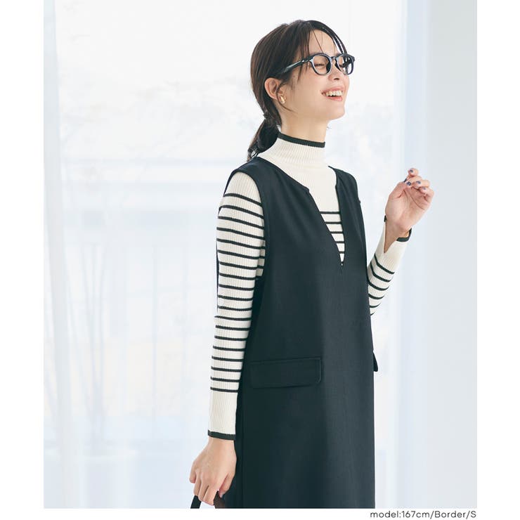 配色デザインで魅せる、アンゴラタッチ配色ハイネックニット | coca | 詳細画像26 