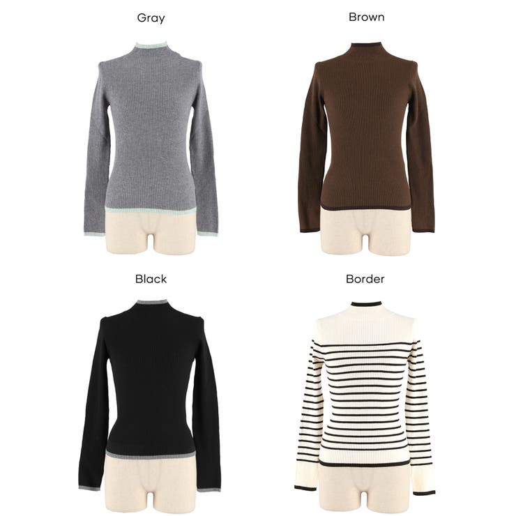 配色デザインで魅せる、アンゴラタッチ配色ハイネックニット | coca | 詳細画像29 