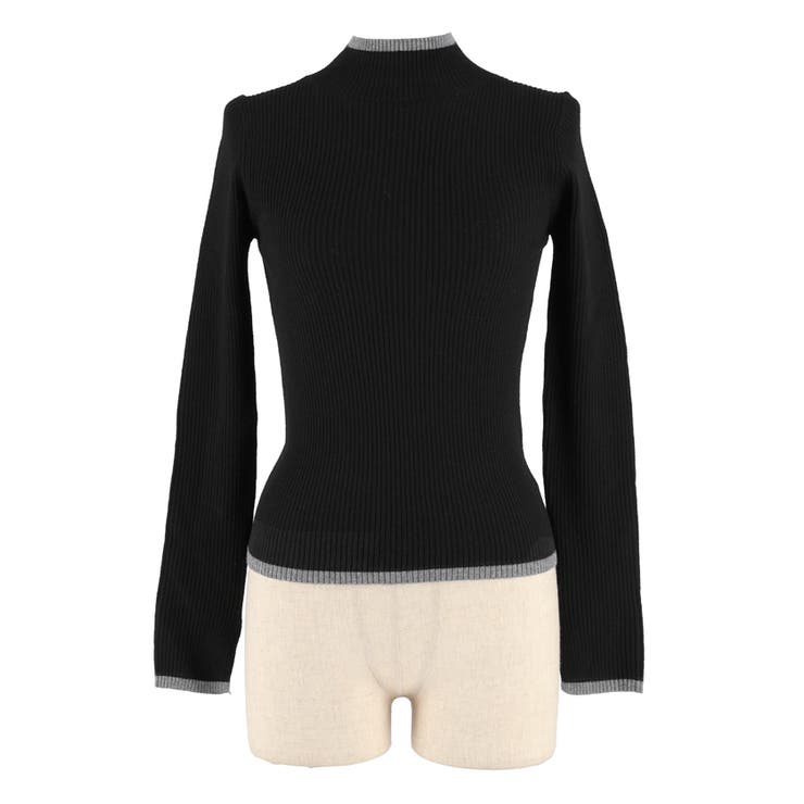 配色デザインで魅せる、アンゴラタッチ配色ハイネックニット | coca | 詳細画像4 