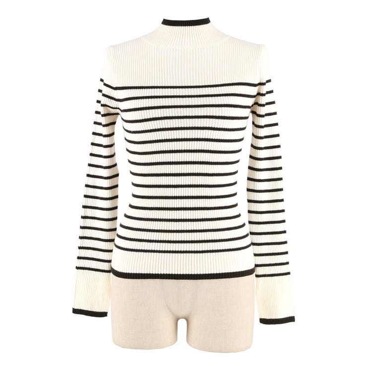 配色デザインで魅せる、アンゴラタッチ配色ハイネックニット | coca | 詳細画像5 