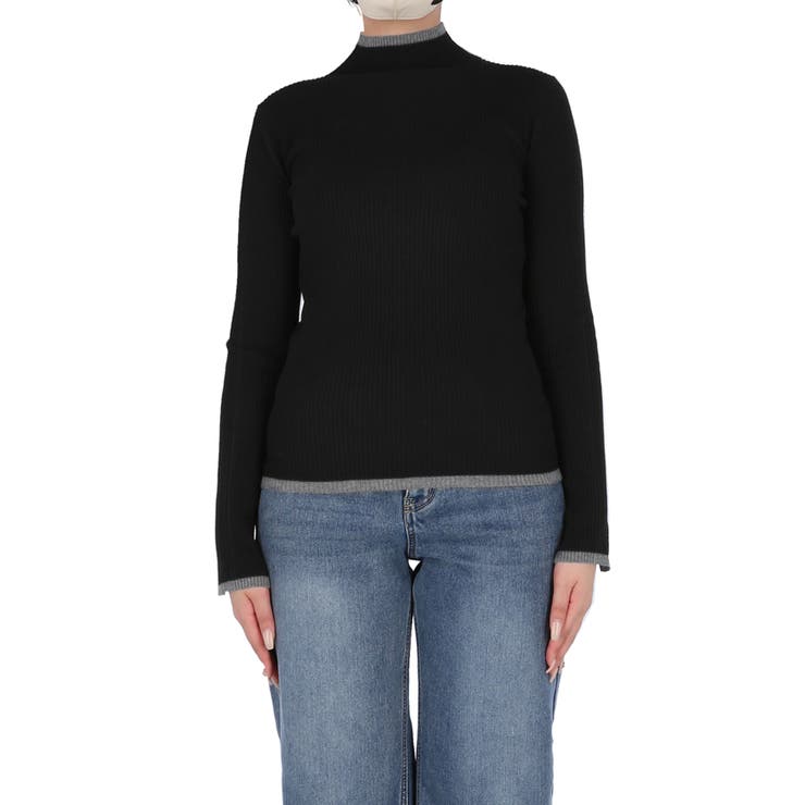 配色デザインで魅せる、アンゴラタッチ配色ハイネックニット | coca | 詳細画像6 