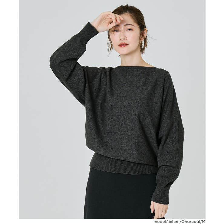 [Charcoal] | シンプルに映える、抜け感ボートネックドルマンニット | coca