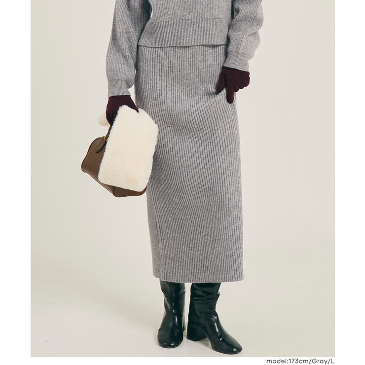［Gray］ | 【セットアップ可能】ラメニットIラインスカート | coca