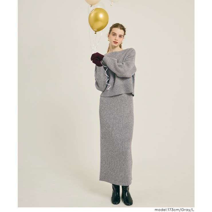 【セットアップ可能】ラメニットIラインスカート | coca | 詳細画像17 