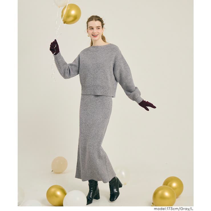 【セットアップ可能】ラメニットIラインスカート | coca | 詳細画像18 