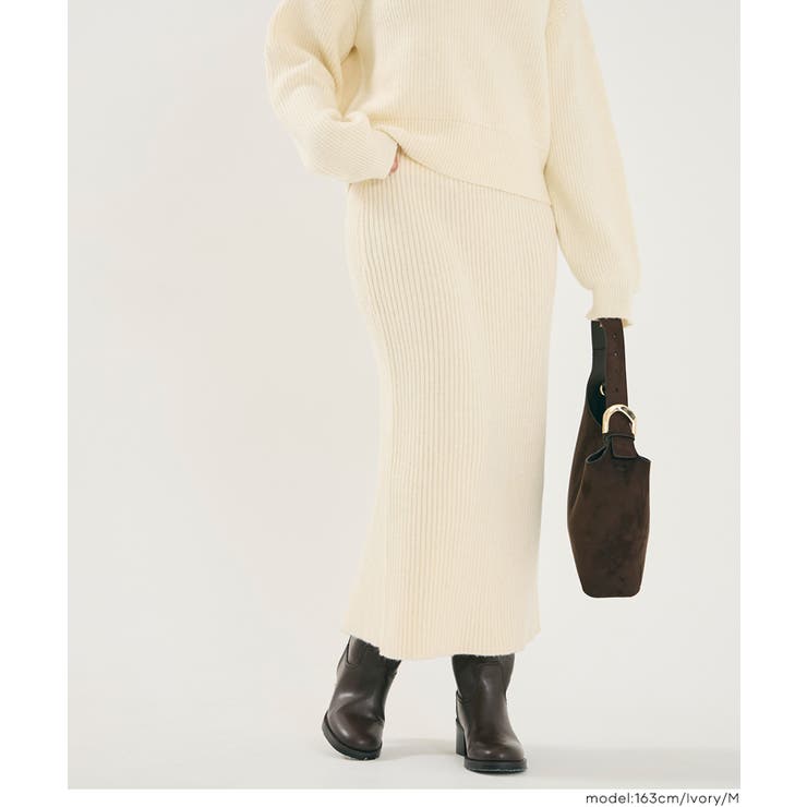 ［Ivory］ | 【セットアップ可能】ラメニットIラインスカート | coca
