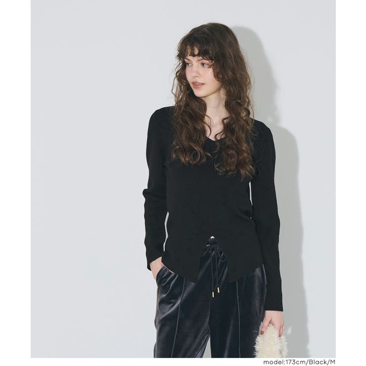 [Black] | フロントスリットニット レディース | coca