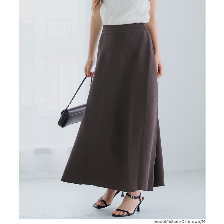 ［Dk.brown］ | ニットAラインスカート | coca