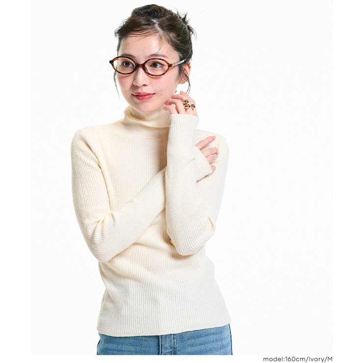 ［Ivory］ | ウォッシャブル アンゴラタッチタートルネックニットトップス | coca