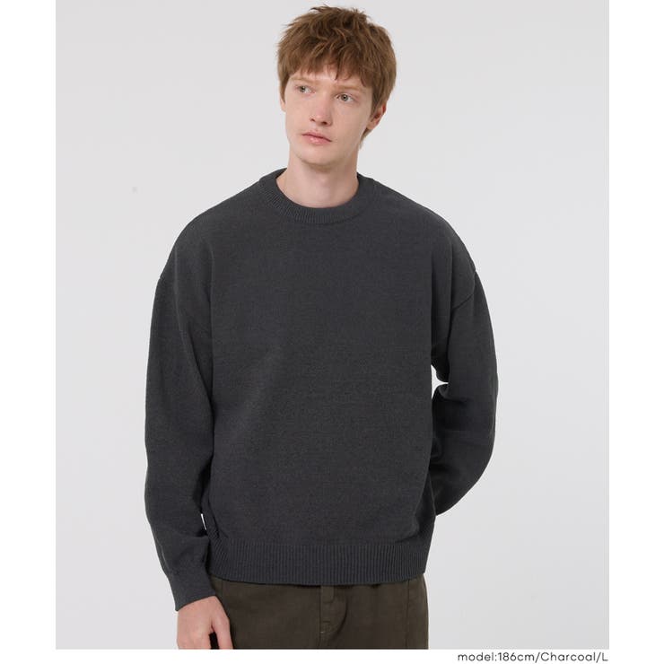 ［Charcoal］ | マットモールクルーネックニット | coca