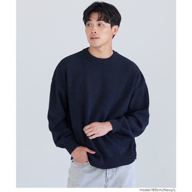 ［Navy］ | マットモールクルーネックニット | coca