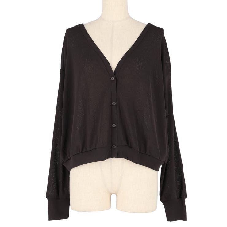 otama✨ 新品タグ付 パドカレ✳️ロングシアーカーディガン【36】黒 シアージョーゼットカーディガン レディース[品番：PA000017355