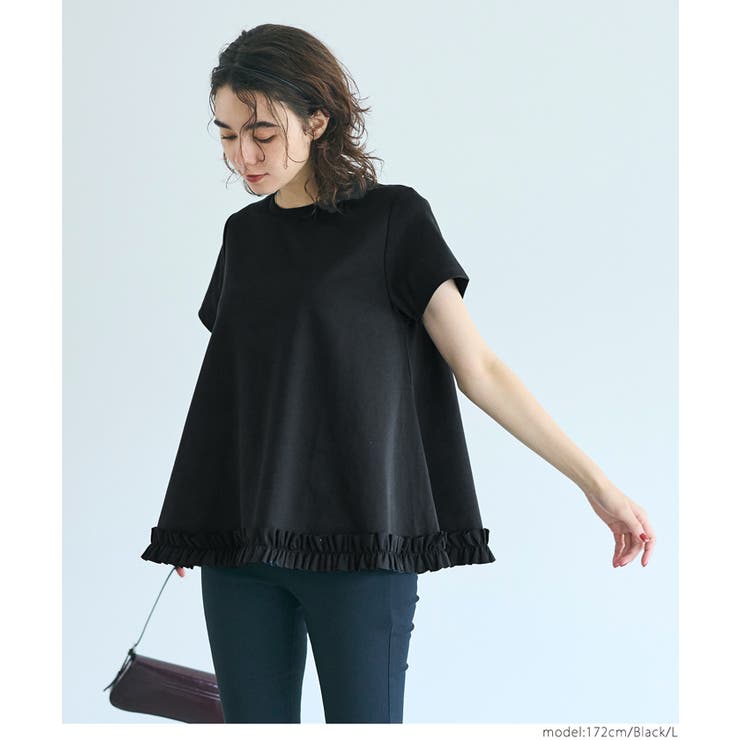 ［Black］ | フリルヘムAライントップス | coca