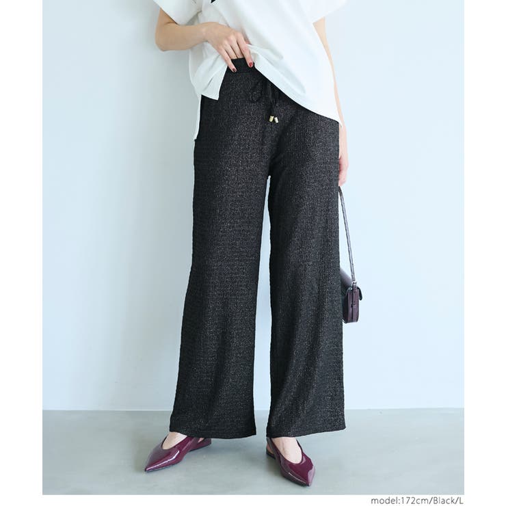 ［Black］ | シボラメシャーリングイージーパンツ レディース | coca