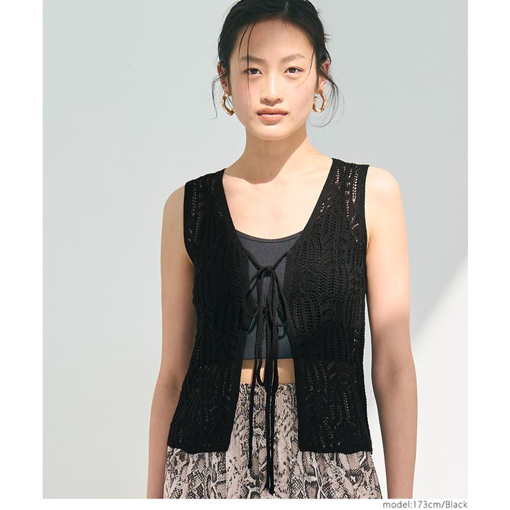 リボンクロシェタンクトップ レディース[品番：PA000017248]｜coca