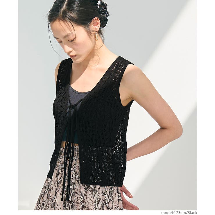 リボンクロシェタンクトップ レディース[品番：PA000017248]｜coca