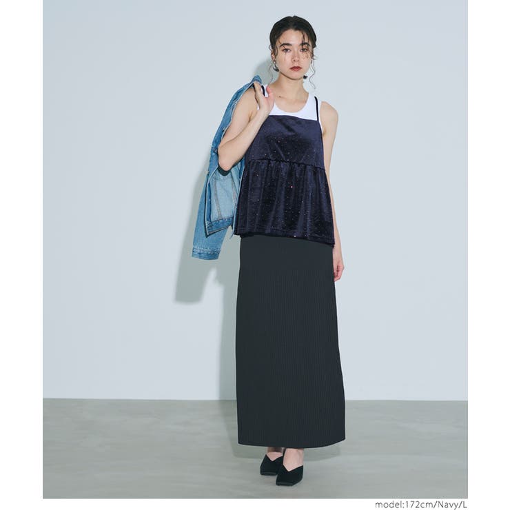 ラインストーンベロアキャミソール | coca | 詳細画像4 