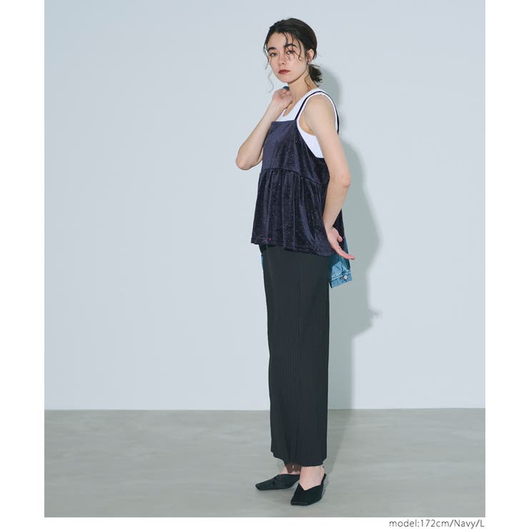 ラインストーンベロアキャミソール | coca | 詳細画像6 