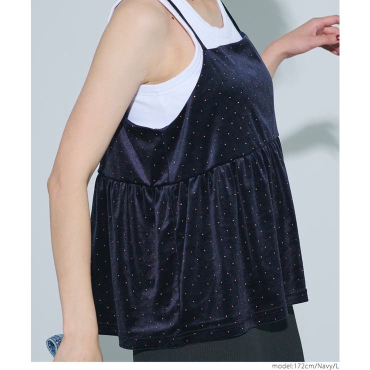 ラインストーンベロアキャミソール | coca | 詳細画像7 