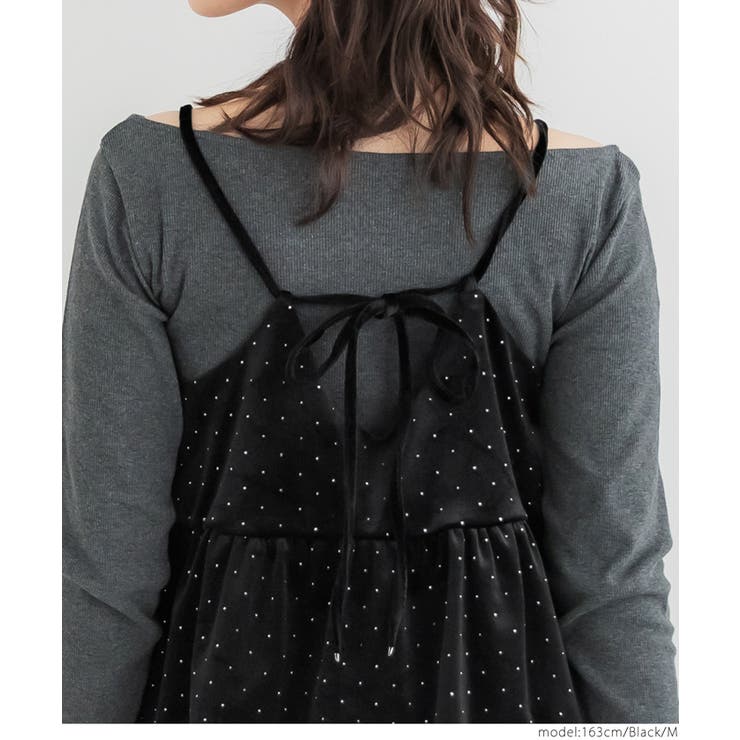 ラインストーンベロアキャミソール | coca | 詳細画像13 