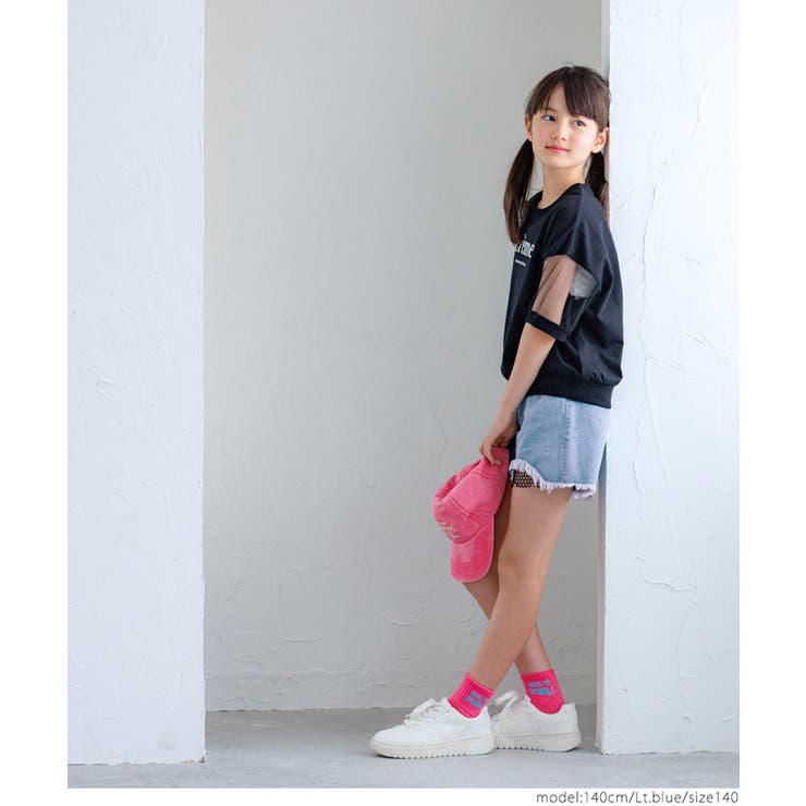 デニムダメージメッシュショーパン キッズ | coca | 詳細画像4 