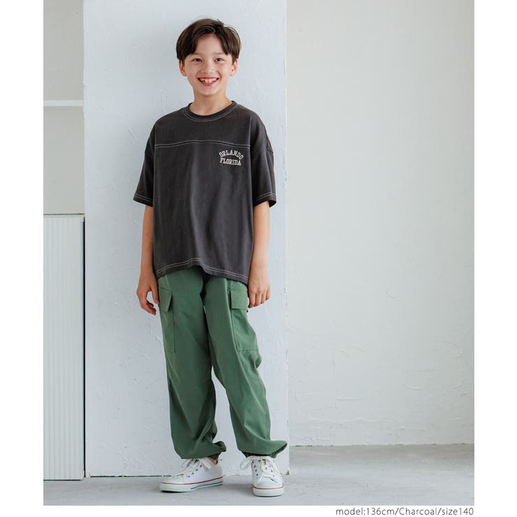 配色ステッチ刺繍Tシャツ キッズ  | coca | 詳細画像2 