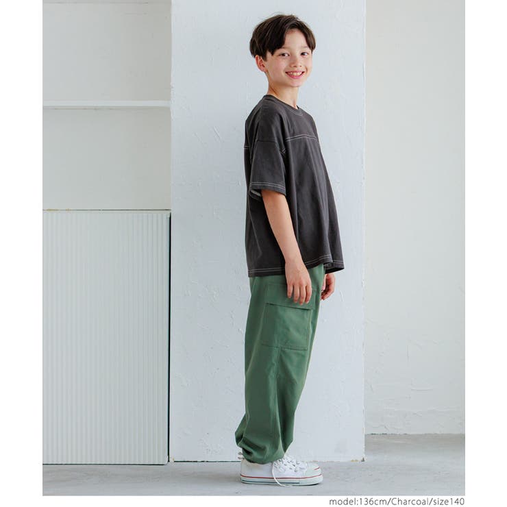配色ステッチ刺繍Tシャツ キッズ  | coca | 詳細画像3 