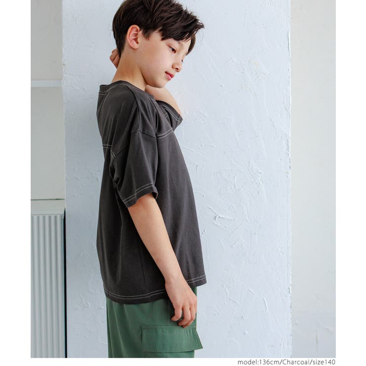 配色ステッチ刺繍Tシャツ キッズ  | coca | 詳細画像6 