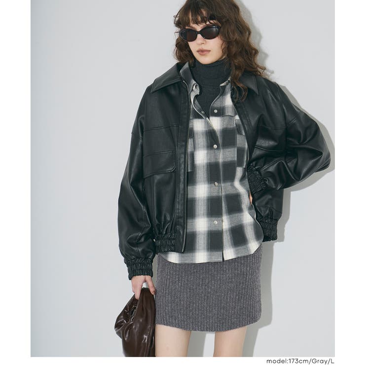 [Gray] | ふんわり柔らか、暖かみのある縮絨ニットミニスカート | coca