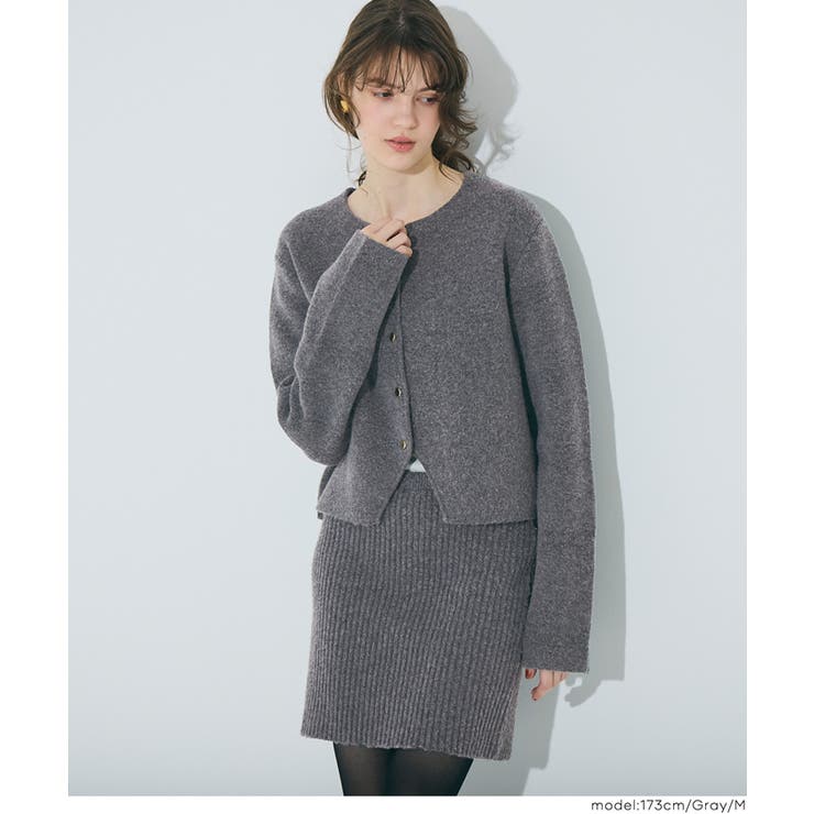 ふんわり柔らか、暖かみのある縮絨ニットミニスカート | coca | 詳細画像7 