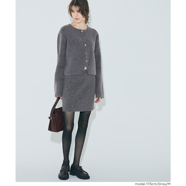 ふんわり柔らか、暖かみのある縮絨ニットミニスカート | coca | 詳細画像8 