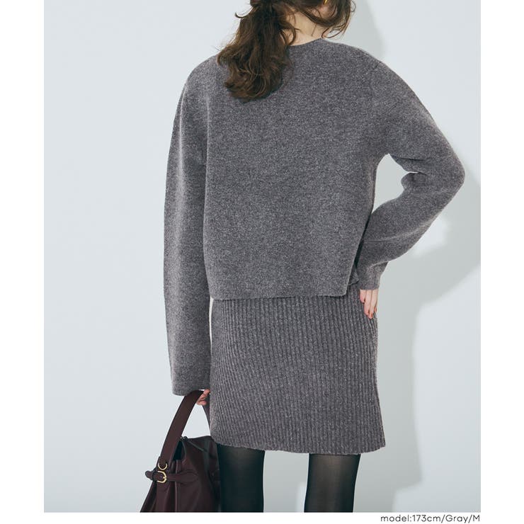 ふんわり柔らか、暖かみのある縮絨ニットミニスカート | coca | 詳細画像9 